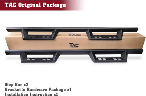Vista 9 de TAC Sniper Estribos Compatibles con Toyota Tacoma 2005-2023 Camioneta Doble Cabina Caída de 4" Textura Fina Escalones Laterales Negros Barras Nerf