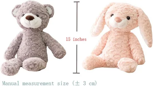 Vista 5 de GUDVES Juguete de peluche de animal del bosque, peluche suave de 15 pulgadas, conejo, oso, perro, unicornio, elefante, juguete de peluche