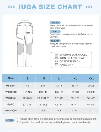 Vista 6 de IUGA Pantalones de nieve para mujer, impermeables, aislados, softshell, con forro polar, para snowboard, 4 bolsillos