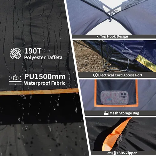 Vista 8 de EchoSmile - Tienda de campaña para 10/12 personas, resistente al agua y al viento, con toldo de lluvia, fácil de instalar para acampar al aire