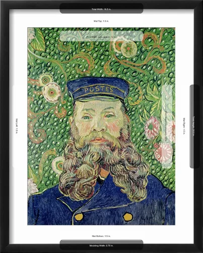 Vista 5 de ART.COM Impresiones artísticas enmarcadas para pared, retrato del cartero Joseph Roulin, c.1889 por Vincent van Gogh, decoración figurativa, 12 x 16