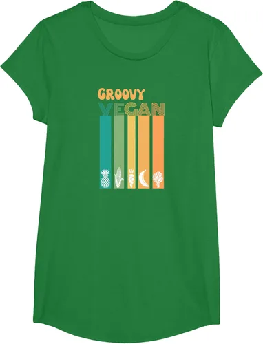 Vista 50 de Groovy Vegan Retro Vintage Cool Veggies 70 80 Flower Power Camiseta, Negro