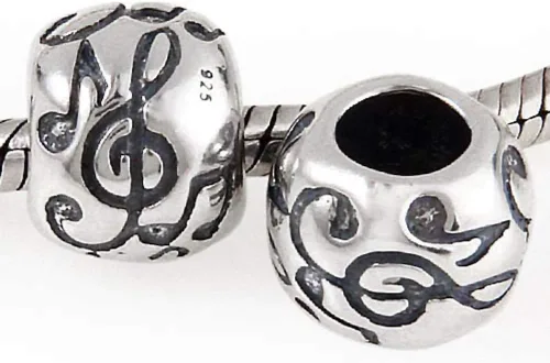 Vista 3 de Música Nota Encanto Plata De Ley 925 arte Melodía Encanto para pulsera de Pandora encantos nota musical