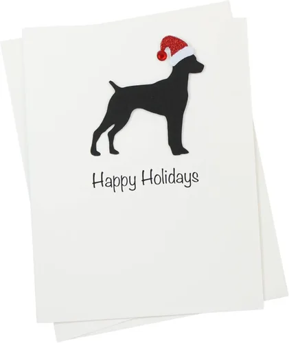 Vista 14 de Black Doodle Bernedoodle - Tarjetas de Navidad (10 unidades), hechas a mano, base blanca, perro con sombrero de Papá Noel Negro