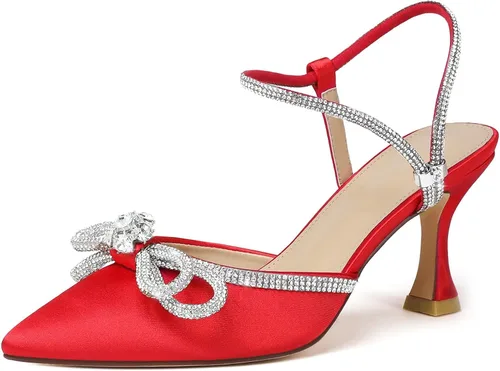 Vista 18 de Susanny - Zapatos de tacón bajo con strass para mujer, con punta puntiaguda, de tacón kitten, con cierre, ajustables, con correa, para vestido