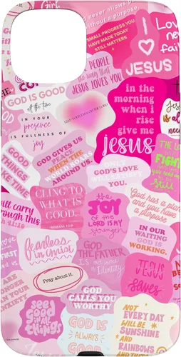Vista 9 de Funda estética para iPhone 16 con versículos bíblicos cristianos con citas positivas
