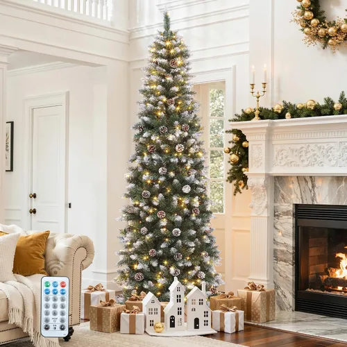 Vista 13 de DWVO Árbol de Navidad preiluminado de 7.5 pies con 350 LED de doble color Negro