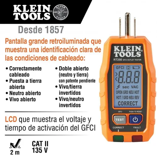 Vista 7 de Klein Tools Probador de voltaje NCVT3P + paquete de probador de salida GFCI RT250