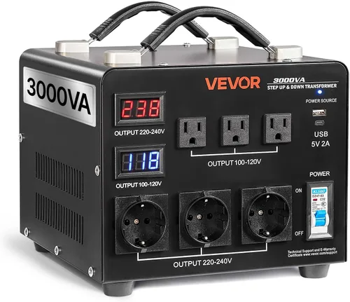 Vista 14 de VEVOR Transformador convertidor de voltaje, 500 VA, transformador de potencia elevador/abajo de servicio pesado, convertir de 110 V a 220 V y 220 V