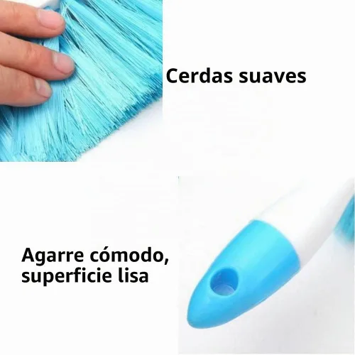 Vista 4 de Sábanas de cerdas suaves con cepillo de limpieza de barrido con mano larga, desplumador para quitar el pelo de desechos, escritorio, edredón