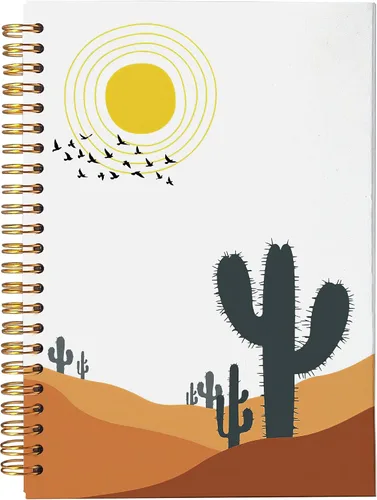 Vista 6 de VNWEK Cuaderno abstracto bohemio en espiral de 5.5 x 8.3 pulgadas, diseño bohemio de mediados de siglo, con tapa dura, para notas de trabajo