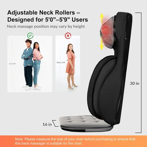Vista 2 de Snailax Almohada Completa de Masaje para Silla, Masajeador de Cuello y Espalda con Calor, 4D Shiatsu Personalizable, Masaje Punto, Rodillo