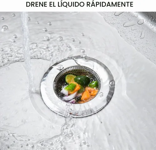 Vista 6 de CORNERJOY Paquete de 4 coladores de drenaje de fregadero de cocina de acero inoxidable resistente, cubierta de drenaje de ducha, tapón de drenaje