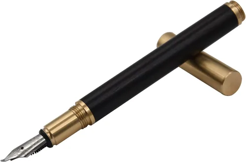 Vista 5 de Pluma estilográfica de madera hecha a mano, párrafo corto (4.528 in), bolígrafo de viaje de bolsillo, bolígrafo de negocios, pluma de caligrafía