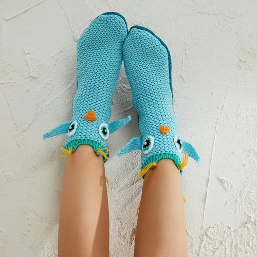 Vista 5 de Calcetines divertidos de animales para niños y adultos, calcetines de punto de tiburón de dibujos animados, calcetines de piso de animales