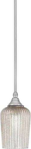 Vista 89 de Toltec Lighting Tallo Colgado Mini colgante, acabado de cobre negro, 3.5" cuadrado humo burbuja vidrio