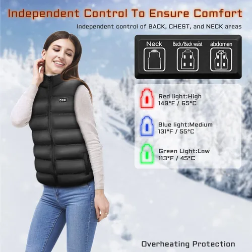Vista 3 de TEIFUT Heated Vest, Heated Vest for Men and Women, 3 Heating Levels 9 Heating Zones for HuntingHiking (Battery Not Included)