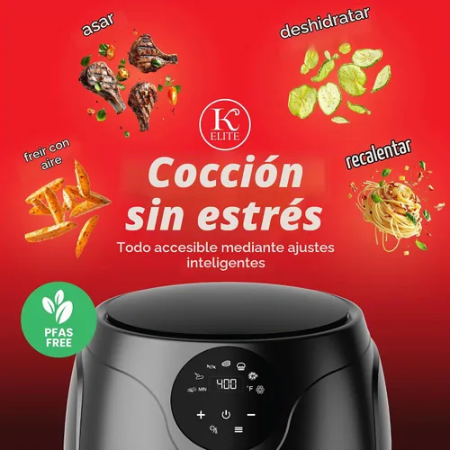 Vista 4 de Kitchen Elite - Freidora de aire compacta de 2.5 cuartos de galón, pequeña estufa de mostrador sin aceite con cesta antiadherente libre de PFAS