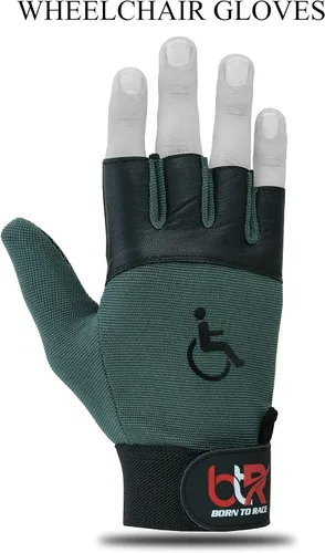 Vista 7 de BTR Guantes para Silla de Ruedas para Hombres y Mujeres Guantes para Movilidad y Discapacidad con Diseño Transpirable, Ligero, Agarre Negro