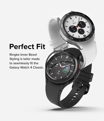 Vista 3 de Ringke Estilo de bisel interior compatible con Samsung Galaxy Watch 4 Classic de 1.654 pulgadas, acero inoxidable antiarañazos anillo interior bisel