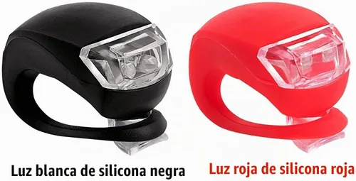Vista 4 de Paquete de 8 luces de bicicleta, juego de luces LED de silicona para bicicleta, 4 faros delanteros de bicicleta y 4 luces traseras (rojo y blanco)