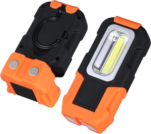 Vista 8 de Luz de trabajo LED transportable, 200 lúmenes, multiuso, linterna, base magnética y gancho para colgar, a batería, 5000 K luz de día, ángulo