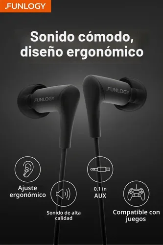 Vista 2 de FUNLOGY Auriculares con cable (0.138 in, negro)