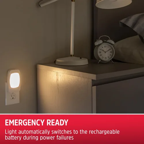 Vista 3 de ENERGIZER - Luz LED de noche 4 en 1 contra fallas de energía, 1 paquete, enchufable, sensor de luz, encendido/apagado automático, enchufe plegable