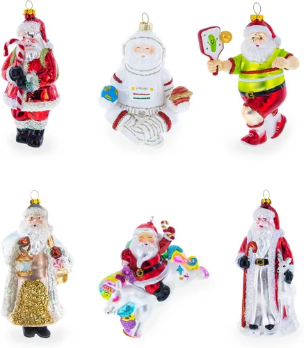 Vista 6 de Adorno navideño de cristal con diseño de pingüino en sombrero negro