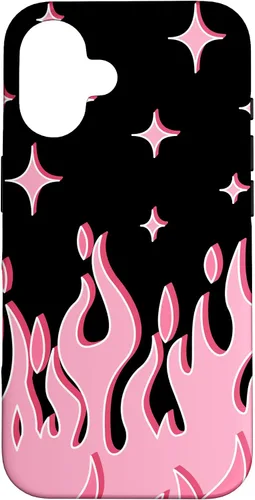 Vista 32 de Lindo patrón de llama rosa Grafitti Flames Pastel Goth Case para iPhone 17
