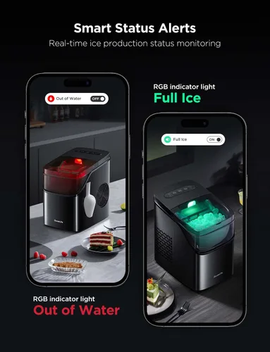 Vista 8 de GoveeLife - Máquina inteligente para hacer hielo de encimera, máquina portátil para hacer hielo con control de voz, 9 cubos de hielo en 6 minutos, 3