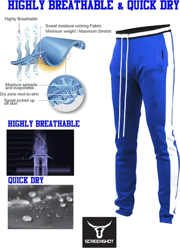 Vista 2 de Screenshot - Pantalones deportivos con cinta lateral estilo Hip Hop, ajuste ceñido, para hombre