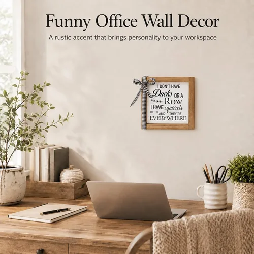 Vista 5 de Letrero decorativo para escritorio de oficina con texto en inglés (Squirrels)
