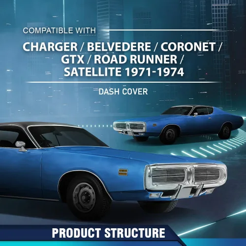 Vista 2 de PIT66 Cubierta de bisel de tablero TPE color negro compatible con Dodge Charger Plymouth Belvedere Coronet GTX Road Runner Satellite 1971-1974 Panel