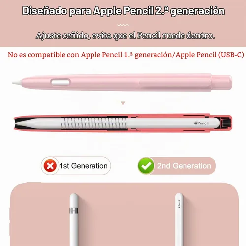 Vista 2 de Moko Funda retráctil compatible con Apple Pencil Pro/2ª generación, rosa claro Retráctil, con clip, cubierta de PC, soporte de doble toque