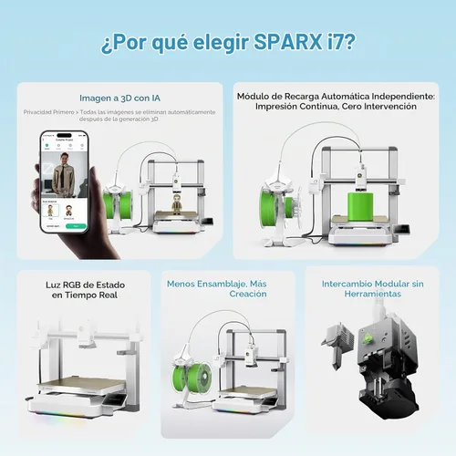 Vista 2 de Creality SPARKX i7 Impresora 3D con recarga automática de filamentos, monitoreo de cámara AI, nivelación automática, impresora 3D de alta velocidad