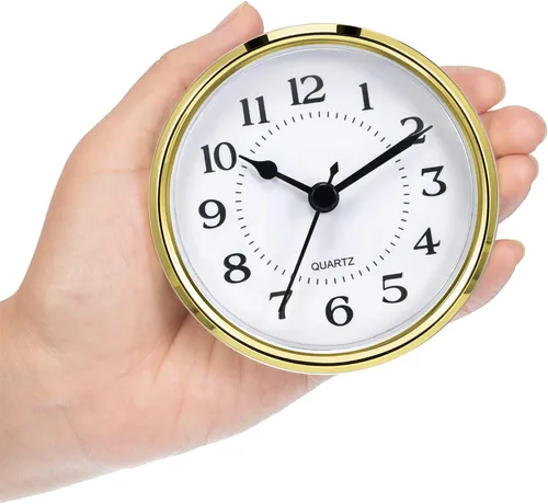 Vista 6 de Hicarer Reloj de cuarzo de 90 mm con inserción/ajuste de 3 1/2 pulgadas con número arábigo, movimiento de cuarzo (borde dorado)