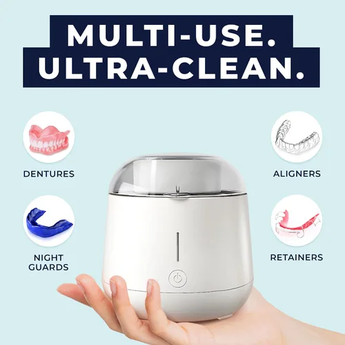 Vista 3 de Fresh Knight Limpiador ultrasónico de retenedor, máquina limpiador de retenedores de 45 kHz para limpiador de dentaduras, limpiador de retenedores