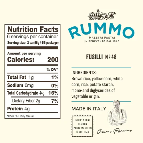 Vista 2 de Rummo Fusilli N.48 - Fideos de pasta Fusilli sin gluten, hechos con arroz integral y maíz, pasta de Italia, 12 onzas (paquete de 1)
