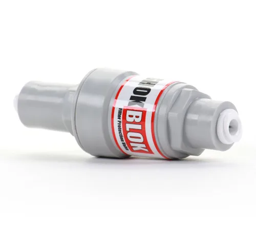 Vista 2 de Shok Blok SB-FPV-125 - Válvula de protección para filtro de agua para sistemas de ósmosis inversa y filtros - puertos QC de 1/4 pulgadas, 125 PSI