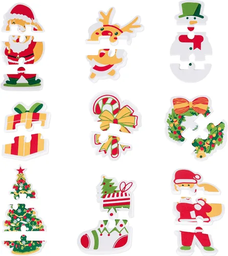 Vista 2 de ArtCreativity Rompecabezas de Navidad para bebés – 9 rompecabezas – Juguetes de Navidad EVA para bebés que flotan en el agua – 9 diseños