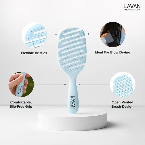 Vista 3 de Cepillo desenredante Flex para el cabello (azul bebé)