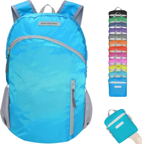 Vista 12 de Mochila impermeable plegable 35L para viajes de deportes al aire libre dentro del compartimento de ropa mojada plegable para múltiples