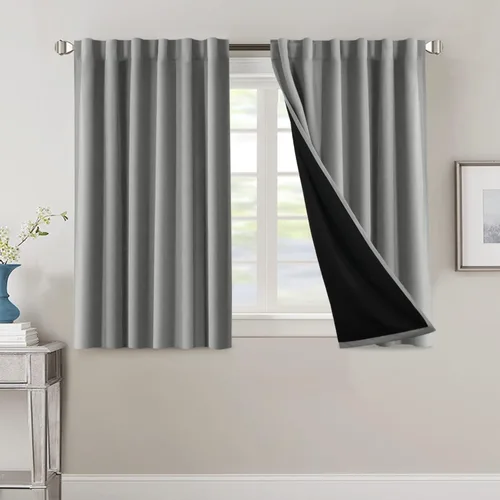 Vista 64 de H.VERSAILTEX Cortinas 100% opacas para dormitorio con forro negro, cortinas de oscurecimiento de habitación completa, con aislamiento térmico