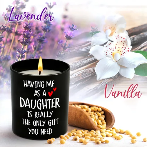 Vista 2 de GAUDORA Regalos de Navidad para Mamá para Mujeres – Vela perfumada de vainilla y lavanda de larga duración de 10 onzas – Regalos de cumpleaños