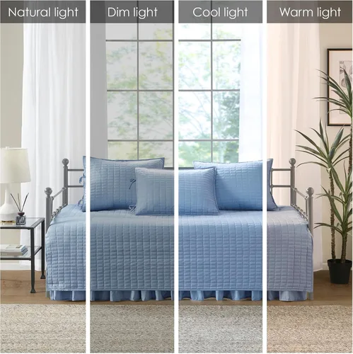 Vista 2 de Comfort Spaces Funda para sofá cama de lujo de doble cara - Acolchado, ropa de cama acogedora para todas las estaciones con falda de cama, fundas a