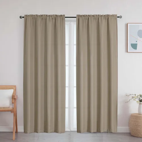 Vista 134 de Cortinas de lino para dormitorio y sala de estar de 96 pulgadas de largo, juego de 2 paneles, con bolsillo para cortinero, filtrado de luz, textura