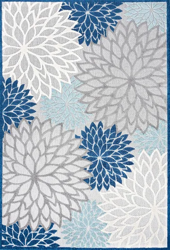 Vista 2 de Eyely CMA109A-3 Amalfi Coast Minori - Alfombra floral para interiores y exteriores, floral; contemporánea, dormitorio, cocina, patio trasero, patio