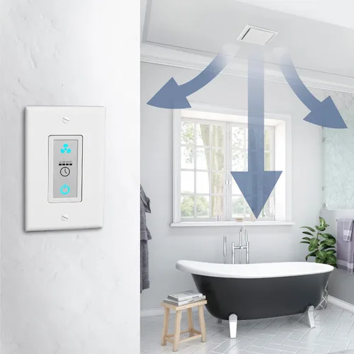 Vista 3 de Homewerks 7150-11 - Interruptor de control LCD para ventilador de baño con temporizador para interruptor de 2 funciones