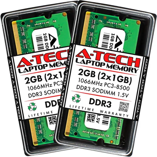 Vista 18 de A-Tech - Módulo de memoria RAM SODIMM para portátil de 1 GB DDR3 1066 MHz PC3-8500 CL7, 1,5 V, 204 pines, sin ECC, SO-DIMM para portátiles